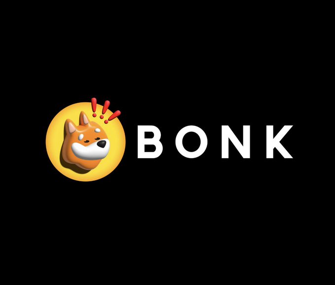The image displays the BONK logo featuring a Shiba Inu dog mascot within a yellow circle, alongside the bold white text "BONK" on a black background. This represents the official branding of the $BONK token, emphasizing that despite the recent BonkDAO treasury governance incident, the token itself and its broader ecosystem remain unaffected.
