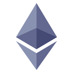 The image shows the Ethereum logo, a diamond-shaped octahedron in shades of blue/purple. It relates to the post by visually representing the $ETH cryptocurrency being discussed, specifically highlighting significant staking activity of 10,000 ETH.