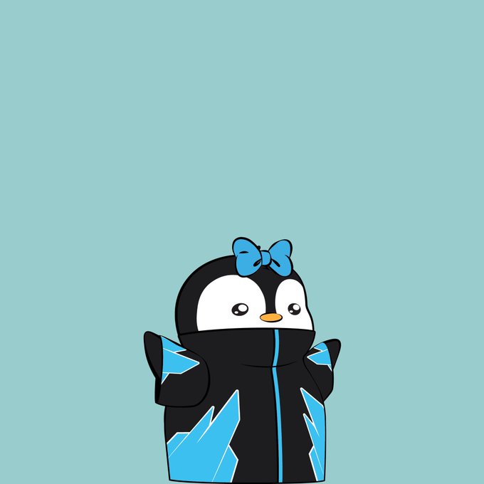 The image features a cute cartoon penguin wearing a blue dress with a bow around its neck. The penguin has its arms outstretched, giving off an impression of joy or excitement. The background of the image is a light blue color that complements the penguin's outfit and adds to the overall visual appeal of the scene. The post caption highlights the importance of appreciating the work of artists like Lil Pudgys, who create such delightful illustrations.