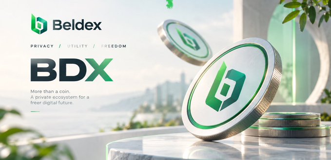 A promotional banner for 'Beldex' (BDX) cryptocurrency, featuring the tagline 'PRIVACY / UTILITY / FREEDOM' and 'More than a coin. A private ecosystem for a freer digital future.'