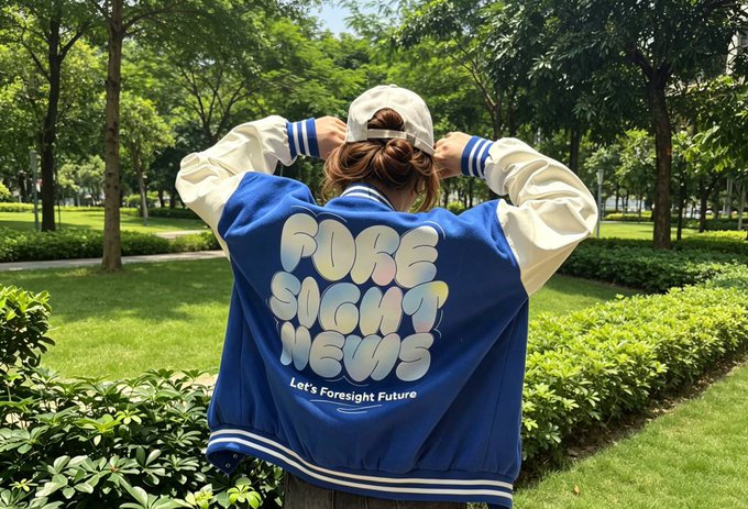 The image features a person wearing a blue and white jacket with the words "Fore Sight News" written on it, standing outside in front of some bushes. The person appears to be posing for a photo or attending an event related to the Fore Sight News column.