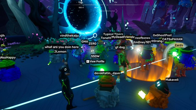 The image shows a group of people standing around, with one person wearing a black outfit and holding a sword. They appear to be engaged in a discussion or possibly strategizing about their next move. The post they are discussing seems to be related to a video game called "Zelda II", as indicated by the text on the post.