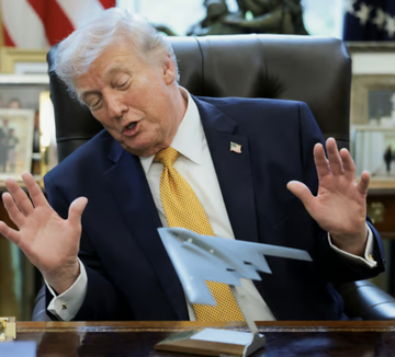 In this image, Donald Trump appears to be reacting to news about the $TRUMP memecoin investigation, as senators Warren and Blumenthal are seeking an SEC inquiry into the cryptocurrency due to substantial investor losses and reported profits of $636 million.