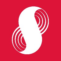 A red square logo with a white stylized 'S' design.