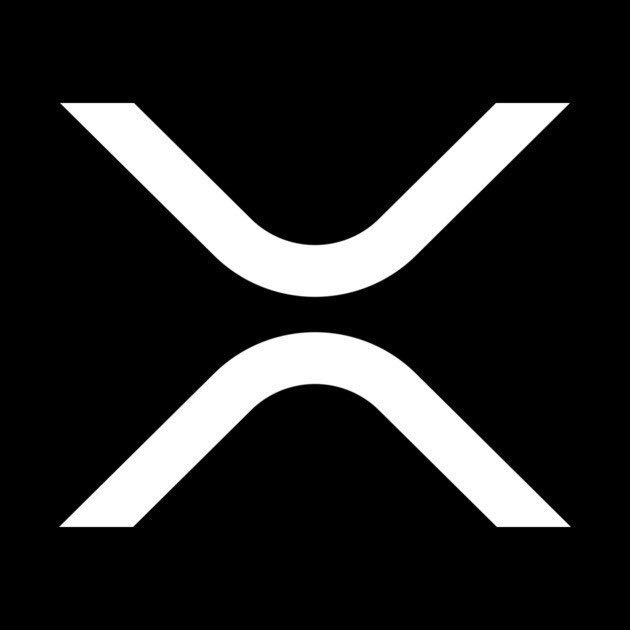 The white XRP (Ripple) cryptocurrency logo displayed on a black background.