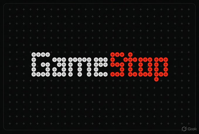 A Grok-generated dark image features the word "Grok" spelled out in white and red buttons containing numbers, set against a black background with a grid of plus signs.