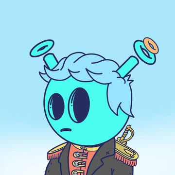 A teal cartoon character with large black eyes and antennae wearing a military-style jacket is depicted against a blue gradient background, illustrating the post's theme of exploring NFT projects like Pudgy Penguins, Quirkies, and Chimpers as buying opportunities while ETH is down.