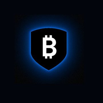 This image features a black shield with the Bitcoin (BTC) logo prominently displayed, illuminated by a striking blue glow. It visually represents the security and protection of Bitcoin, aligning with the news of BitGo migrating over $7.7B in WBTC to Chainlink CCIP for cross-chain infrastructure.