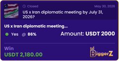 The image features a purple background with white text that reads "US x Iran diplomatic meeting by July 31, 2016... US x Iran diplomatic meeting . . ." The text also includes an image of an American flag and a thumbs up symbol. The caption for this image is "Goodnight fam Tomorrow's gonna be a good day @River4fun | @RiverdotInc $RIVER".