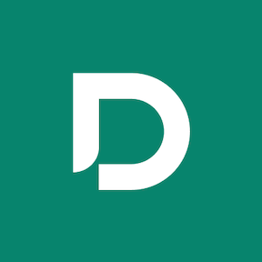 A stylized white letter "D" logo on a teal background, representing Dinari, the platform enabling U.S. investors to trade tokenized S&P 500 stocks via dShares on the Sei network using USDC.