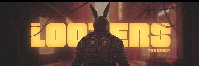 Stylized artwork showing a character with bunny ears and a backpack from behind, with the text 'LOOKERS - THE GHOST' in bold orange letters.