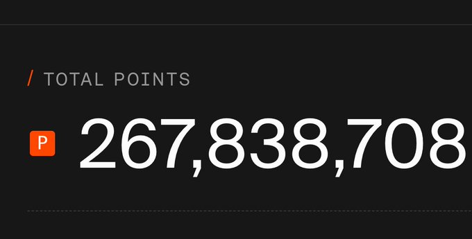 A dark screen displaying a total points counter reading '267,838,708' with an orange 'P' icon.