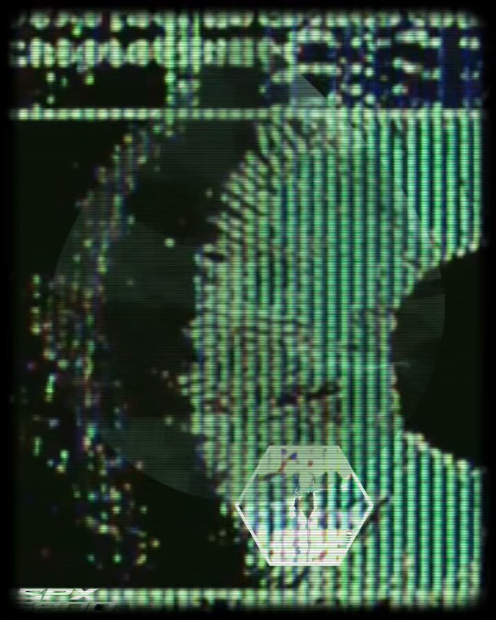 The image features an abstract digital art piece with a green background that includes a hexagon shape and a white circle. The text "SPX" can be seen, which might indicate the source or creator of this artwork. The overall theme seems to revolve around the idea of persistence and defying everything else, as it is described as a culture that doesn't give up easily. This concept could also be related to Bitcoin, which is often associated with resilience and innovation in the face of challenges.