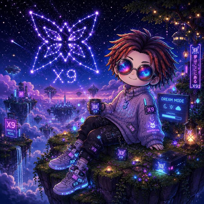 The image features a young boy sitting on top of a cliff with his eyes closed, wearing sunglasses and holding a cup. The background includes stars and a butterfly design, creating an artistic and whimsical atmosphere. The caption below the image reads "@quipnetwork caught my attention. instead of waiting for the problem to arrive, they're building quantum-resistant accounts today while". This suggests that the boy is in a creative or imaginative setting where he can enjoy his time without any immediate concerns about problems arising.

The post seems to be related to the world of cryptocurrency and blockchain technology, as it mentions "quipnetwork" and "@quipnetwork caught my attention." The image could potentially be an advertisement for a new cryptocurrency or a social media post promoting a particular project in the crypto space.