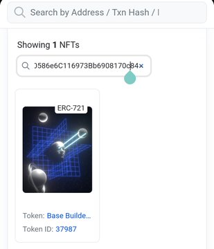 This image shows a screenshot of an app displaying a list of important base NFTs that have attracted attention recently, such as Base Builder NFT, token: 0x8DC80A209A3362f0586e6C116973Bb6908170c84. The post has been referred to as "base by address" or "base by address hash", which suggests that it might be a conversation about the base NFTs being discussed in the app's context.