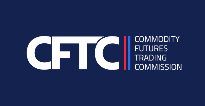 The image features the Commodity Futures Trading Commission (CFTC) logo on a dark blue background, displaying the agency's acronym in bold white letters alongside vertical red and blue lines. The logo directly relates to the post about CFTC Chairman Michael Selig's proposed regulations on federally regulated crypto exchanges and leverage restrictions.