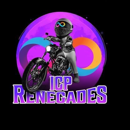A graphic logo shows a helmeted motorcyclist in front of colorful rings, with large text reading “ICP RENEGADES.”