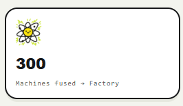 An informational graphic displays "300" in bold text alongside the label "Machines Fused → Factory," accompanied by an atomic/fission symbol icon, illustrating the post's alarming claim that 300 machines (along with 3M printers) were destroyed.