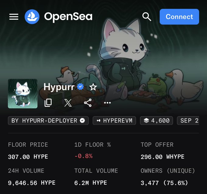 The image shows a screenshot of an online store's marketplace called "Hypurr", where they sell various items such as knick-knacks for cats and ducks. The primary focus of the image is the Hypurr hype item that has a price listed at $1,000,000 - $8 million. A description on this item reads: "I can't believe the Hypurr marketcap isn’t even 100M, at some point the repricing will be violent." The post seems to discuss the pricing and marketcap of the Hypurr hype item being advertised in their marketplace.