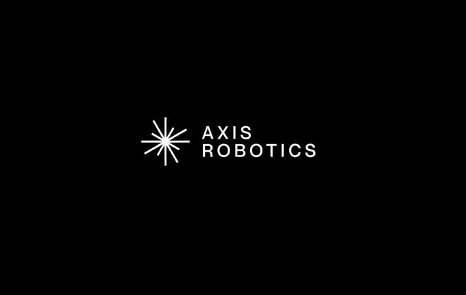 A black background displays the white "AXIS ROBOTICS" logo with a stylized starburst icon, reinforcing the post's mention of Axis Robotics and its $AXIS token as they partner with Kaito AI on a creator campaign to highlight their role in generating real-world data for Physical AI and robot training.