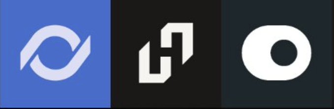 Three logos displayed side by side: the OnRe Finance infinity-style symbol on blue, the Hylo geometric "H" mark on black, and the Loopscale circular "O" emblem on dark gray.