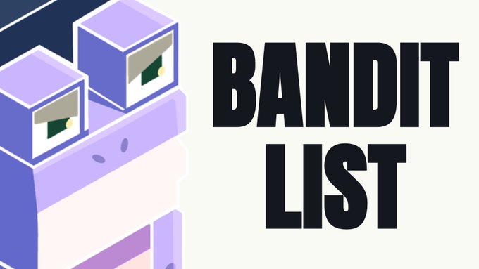 Identical promotional graphic to Image 2, featuring the purple cartoon character with boxy eyes alongside the bold text "BANDIT LIST."