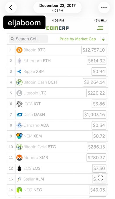 A 2017 CoinMarketCap screenshot showing Bitcoin at $12,757.10, Ethereum at $614.92, and XRP at $0.94, with the top coins being BTC, ETH, XRP, Bitcoin Cash, Litecoin, IOTA, Dash, Cardano, and NEM. The image illustrates the post's nostalgic reflection on how much simpler the crypto market was back then, before the explosion of memecoins, launchpads, and countless new tokens flooded the space.