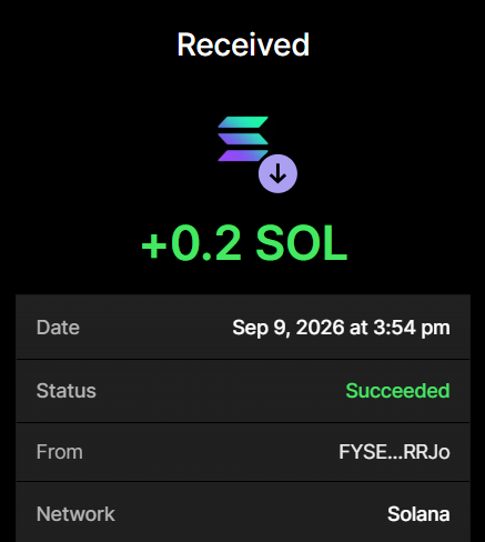 A Solana wallet receipt showing a successful incoming transfer of +0.2 SOL on Sep 9, 2026 at 3:54 pm from FYSE...RRJo, which appears to represent the minimum purchase amount for the $NUKEBULL presale mentioned in the post.