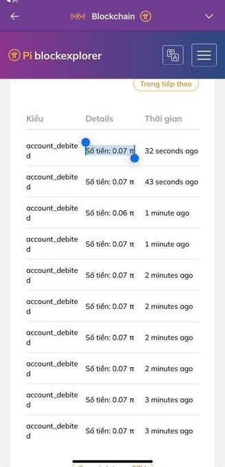 The image shows an open phone screen displaying a list of account details with the text "Pi Network has never said that they want to replace fiat currency". The phone's screen also displays a time-lapse photo of the account details, which is in a foreign language and appears to be in Thai.
