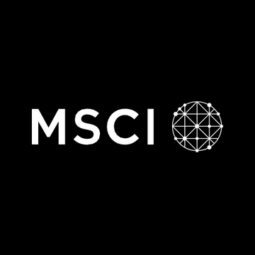 The image displays the MSCI logo, featuring the company name "MSCI" in bold white text alongside its geometric globe emblem on a black background. This branding corresponds to the post about MSCI implementing a new rule to exclude "non-operating companies" from its Global Investable Market Indexes, potentially affecting companies like Strategy and Metaplanet.