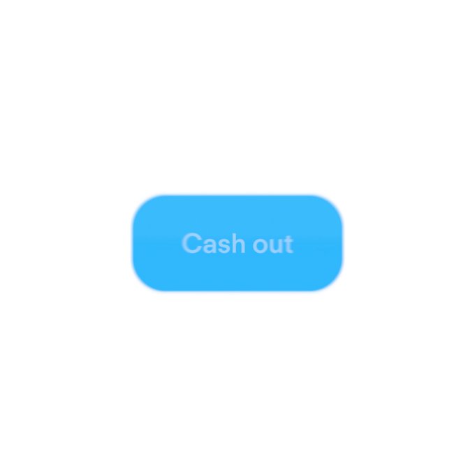 A simple user interface showing a blue button labeled 'Cash out' centered on a white background.