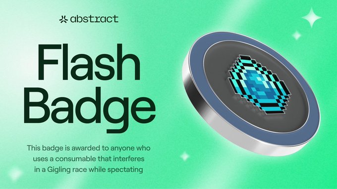 An 'abstract' Flash Badge featuring a pixelated lightning bolt design, awarded to anyone who uses a consumable that interferes in a Gigling race while spectating.
