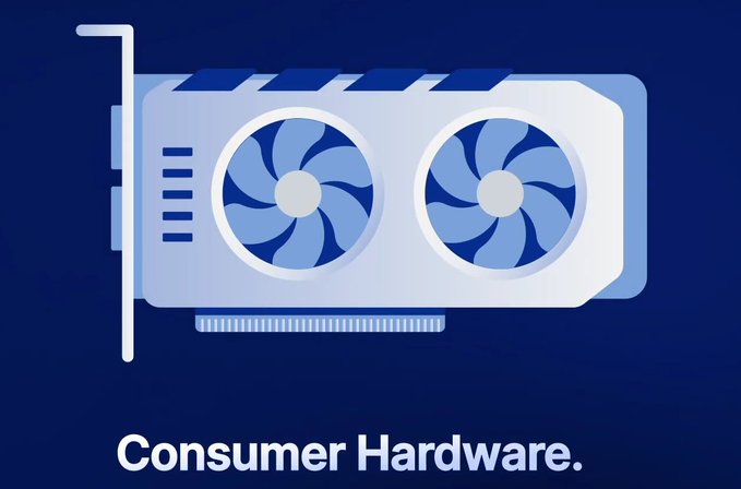 The image shows a graphic design of two white cooling fans placed vertically on top of each other against a dark blue background, with the word "consumer hardware" written in black above them. This design seems to be related to some type of discussion or advertisement about consumer-oriented hardware products like Dell computers or Toshiba.