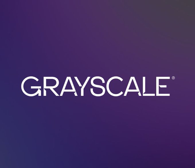The Grayscale logo displayed in white text on a purple gradient background.