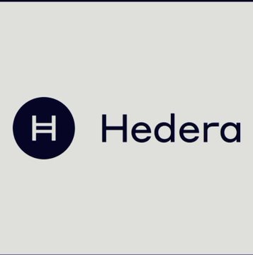 The image features a logo for a company named "Hedera" written in black text against a white background. The logo consists of a blue circle with a white "H" inside, which is the main visual element of the design. The company's name and logo are positioned at the center of the image, making them stand out prominently.