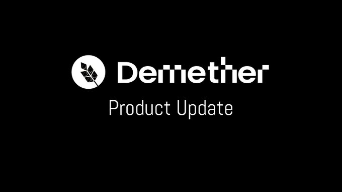 A black screen displaying the 'Demiether Product Update' logo in white text.