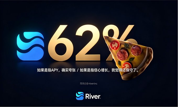The image features a pizza with pepperoni slices on top, surrounded by numbers like 2.42 and 62% displayed beneath it. The focus of the image seems to be centered around pizza, possibly promoting or providing information about a pizza-related product or service. In the surrounding text, there are mentions of "River" and "Sui Foundation", which may indicate that the post is related to an Asian company or organization, specifically those founded by someone named Sui. The image also includes the words "layer zero", possibly referring to a specific platform or service for sharing content about pizza.