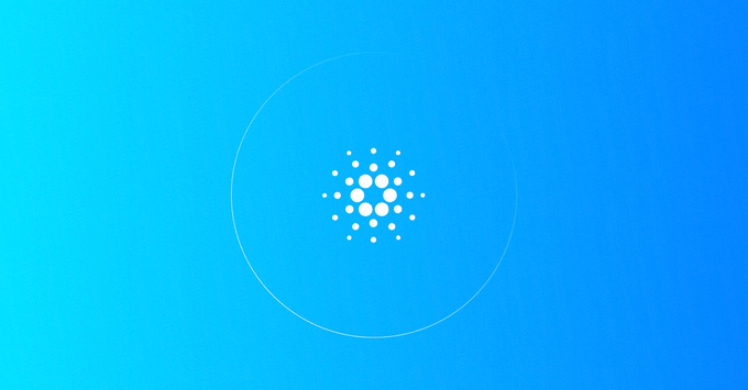 A blue gradient background with a circular loading animation composed of dots in the center.