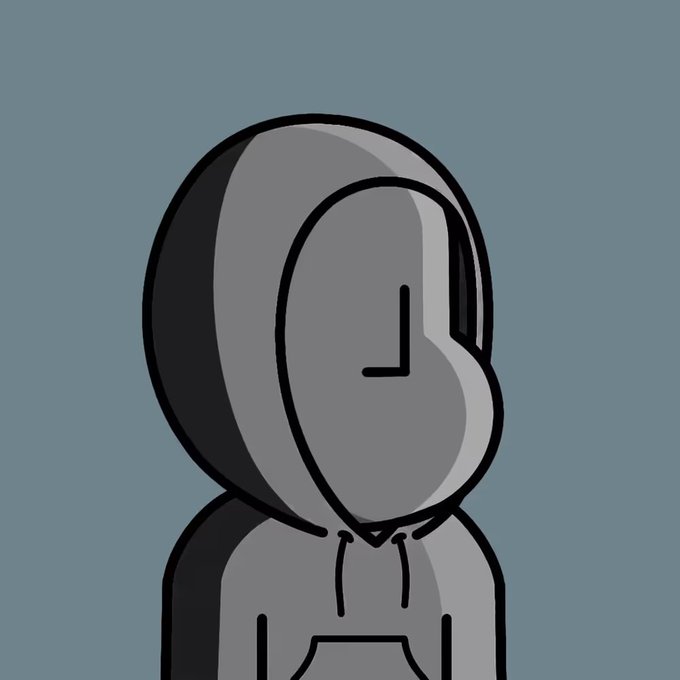 A cartoon illustration of a figure wearing a dark gray hoodie with the face obscured, set against a blue background.