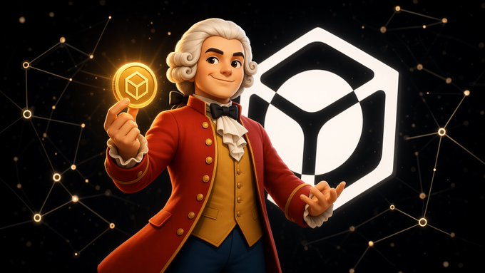 A stylized cartoon character in colonial-era attire (red coat, powdered wig, ruffled shirt) holding a gold coin, set against a dark background with the white Tether (USDT) logo.