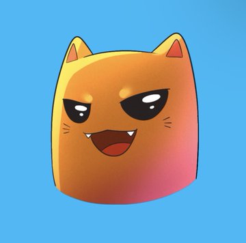 A cute orange cat mascot character with a mischievous, side-eye expression and small fangs grins against a blue background, fitting the playful nostalgic tone of the post about AVAX season being "WILD."