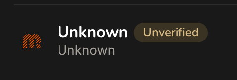A dark interface screenshot showing the name 'Unknown' with an 'Unverified' status badge.