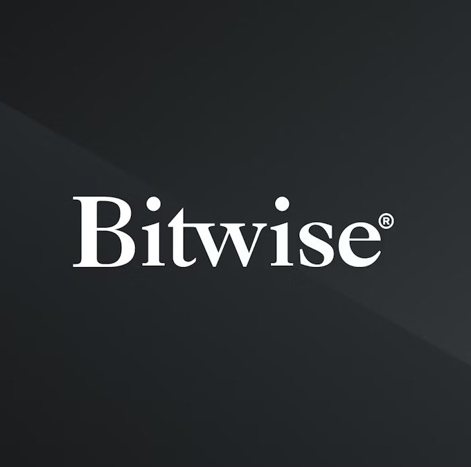 The image features the "Bitwise®" logo in white text against a dark black background. This branding relates to the news that Bitwise clients purchased $9.9 million worth of $XRP, highlighting the crypto asset manager behind the significant investment.