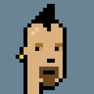 The pixel art image depicts CryptoPunk #8655, a distinctive character with a black mohawk, goatee, and earring, shown against a blue background—matching the punk recently acquired by collector 0x3670…bae6 for Ξ35 ($62,385) via punks.auction.