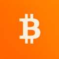 An orange icon featuring a white Bitcoin symbol.