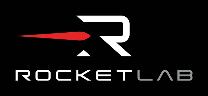 The Rocket Lab logo featuring a stylized white 'R' with a red swoosh on a black background.