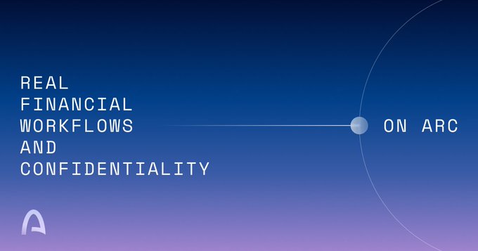 The image presents a logo with blue, purple, and gray colors. The text "Real financial workflows and confidentiality" is displayed next to the logo, which is part of a larger banner containing information about different types of cryptocurrency wallets.