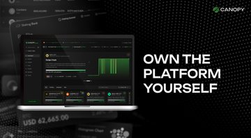 The image features an open laptop displaying information related to a platform called "Canopy". A website link for the platform is displayed next to a text overlay that reads "OWN THE PLATFORM YOURSELF". The main content of the image is focused on providing insights into how to use and navigate the platform.