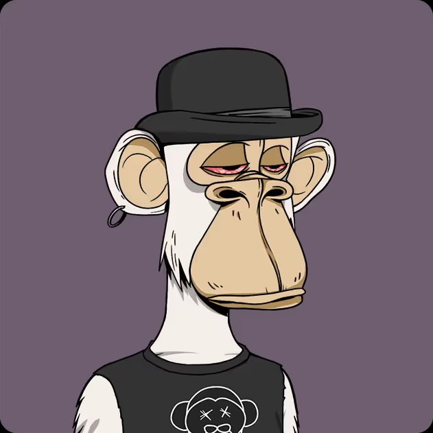 The image features a cartoon depiction of a white monkey wearing a black top hat, with a bandana around its neck. The monkey appears to be in a relaxed pose, possibly lounging or resting. The background color is purple, which contrasts with the white monkey and adds depth to the scene. The caption at the bottom of the image reads: "fuck ur bitch ass financial advisor it's time to be free ur alive ur a cartoon monkey there’s no going back this is greatness".