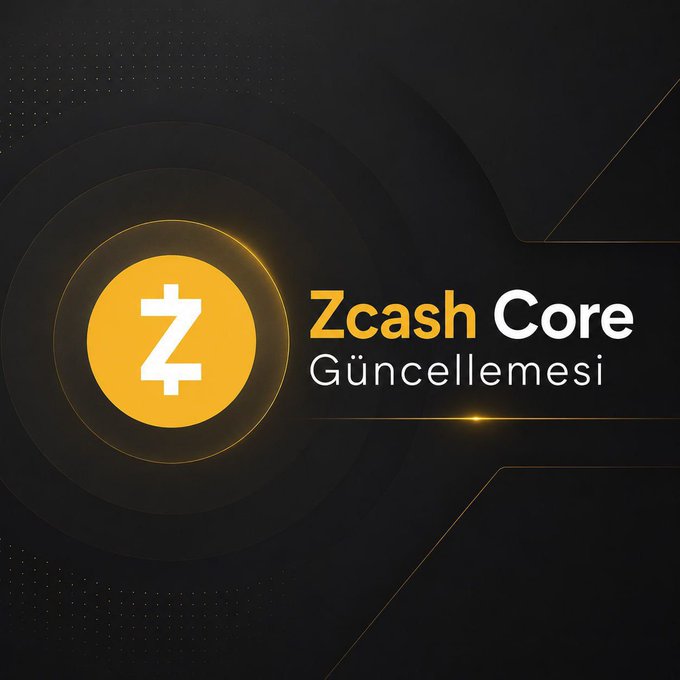A dark-themed graphic featuring the orange Zcash "Z" logo alongside the text "Zcash Core Güncellemesi" announces a Zcash Core update highlighting this week's progress in wallet reliability, the Zallet migration, and infrastructure improvements. The image's Turkish "Güncellemesi" (update) caption matches the post's coverage of Zebra's critical synchronization fix.
